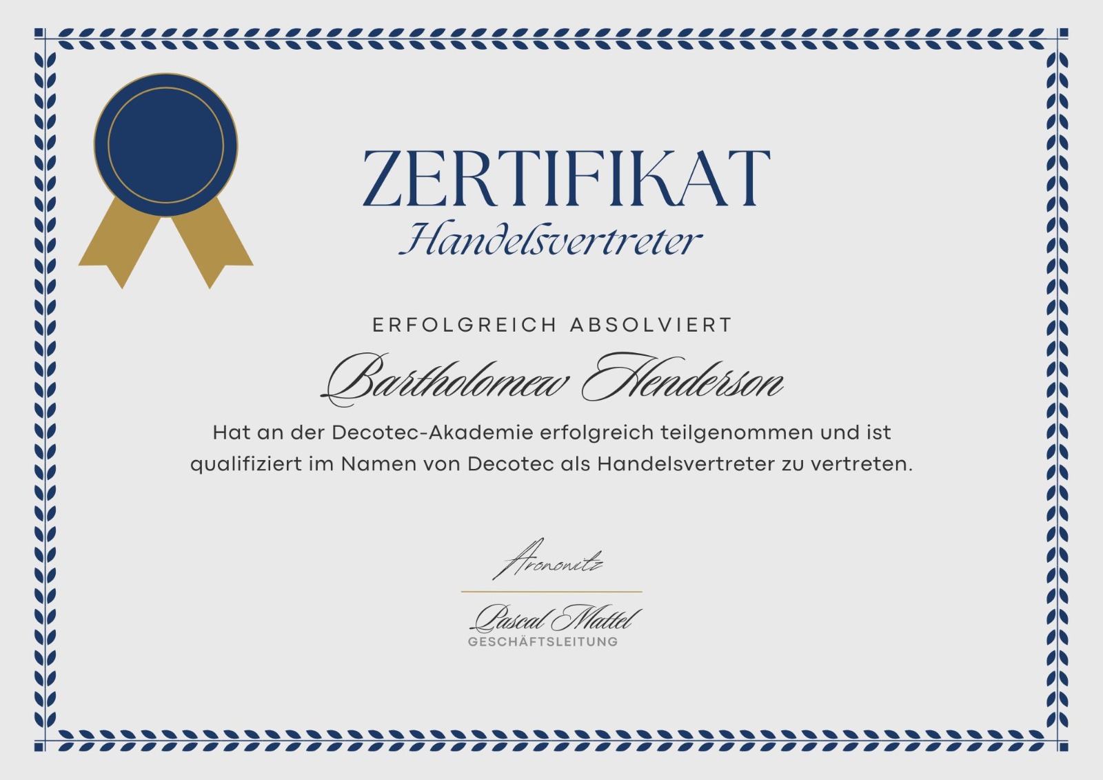 Decotec-Vertriebspartner-Zertifikat